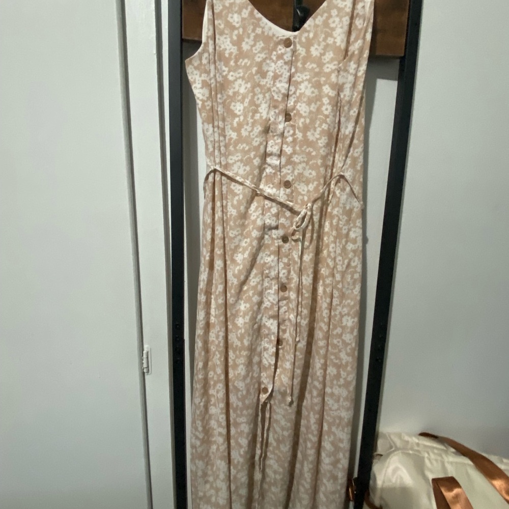 Sienna Sky Tan Cream Button Up Midi Dress